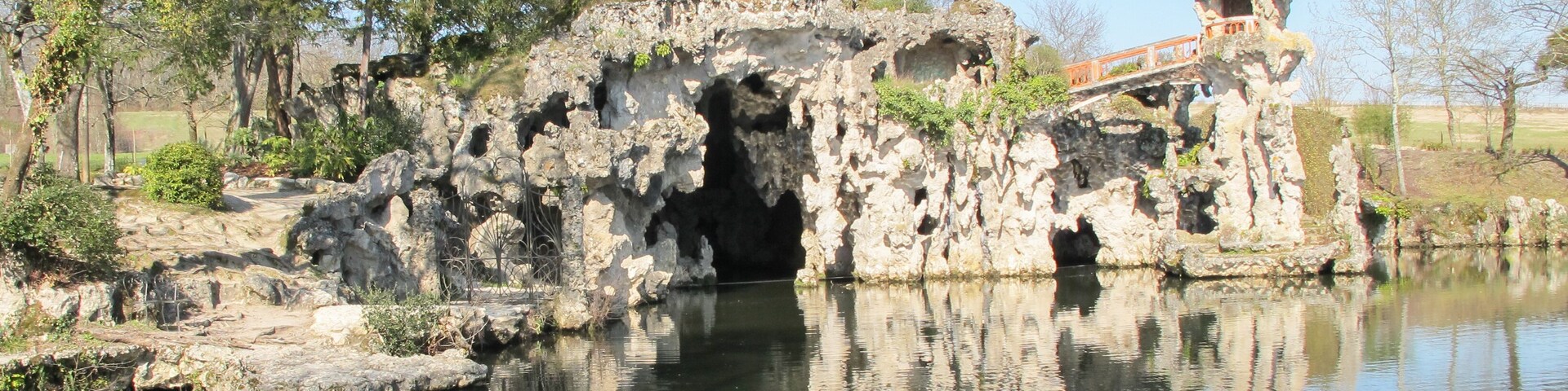 lake of majolan at Blanquefort city with cave in France