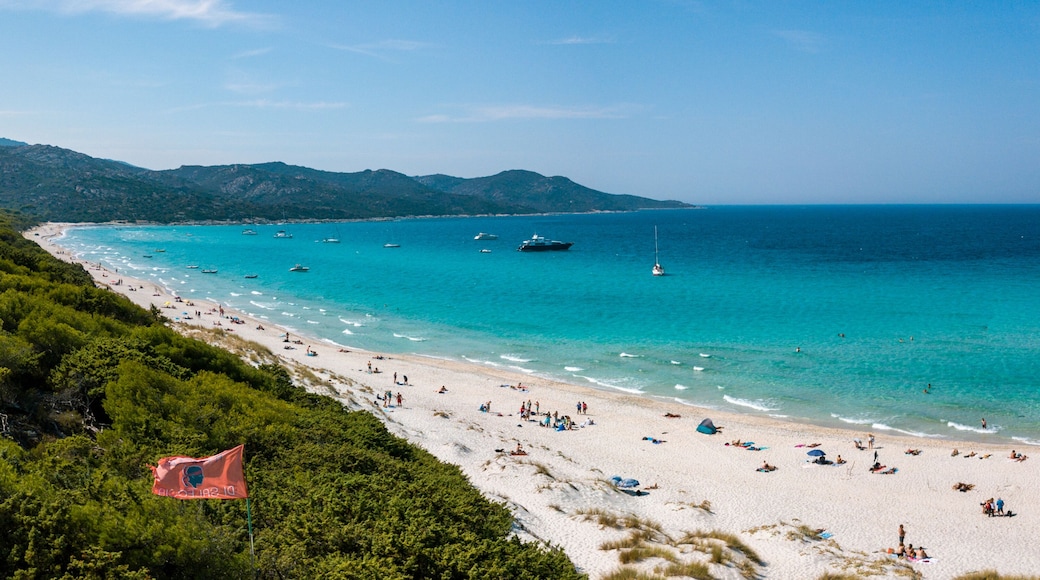 Drone photography of Saleccia beach with turquoise waters in Cap Corse
