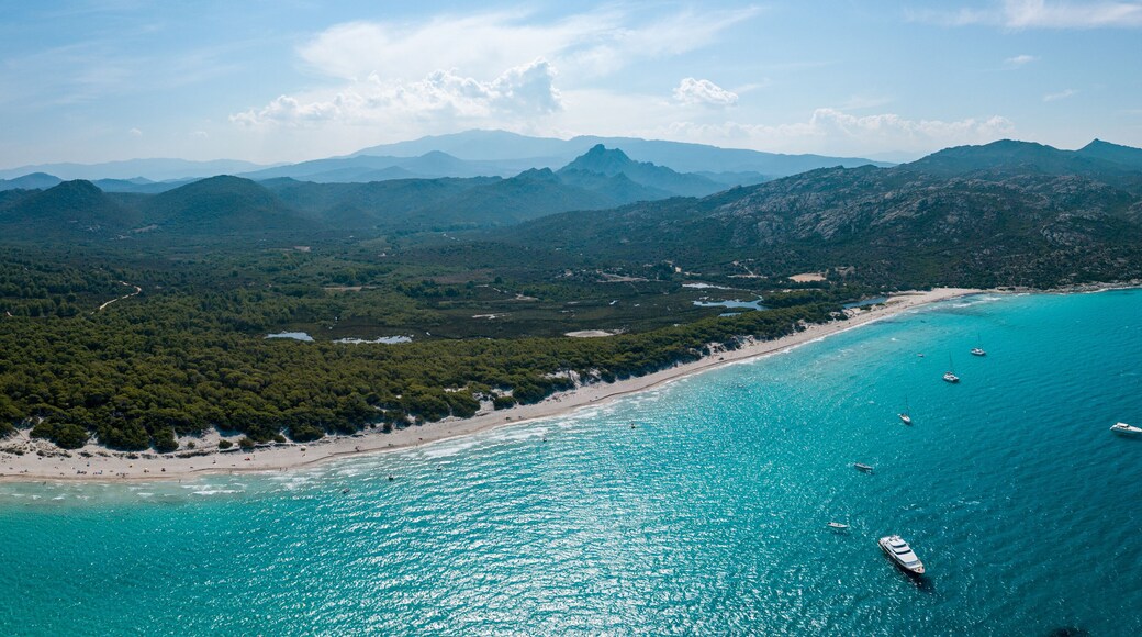 Drone photography of Saleccia beach with turquoise waters in Cap Corse