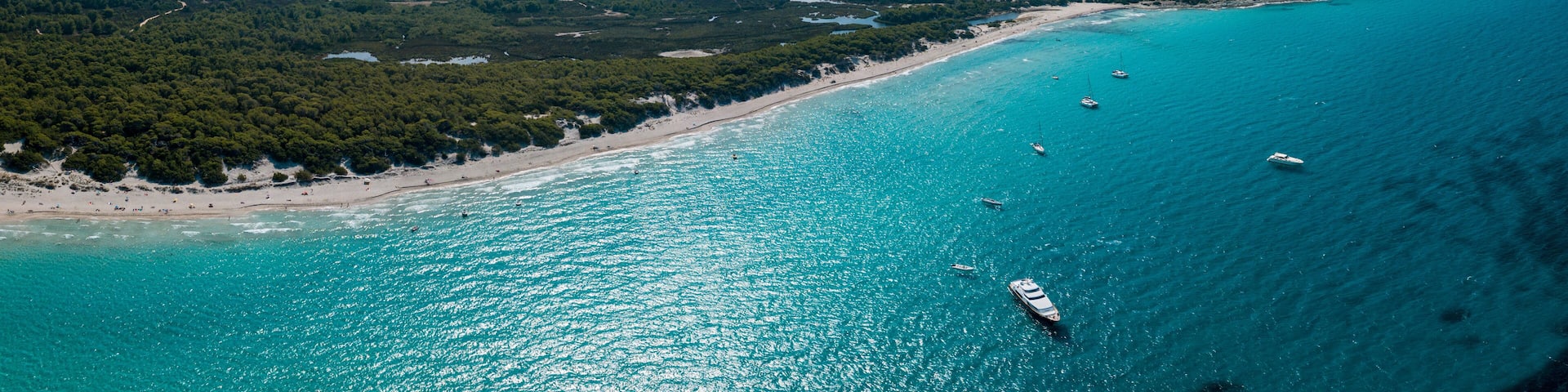 Drone photography of Saleccia beach with turquoise waters in Cap Corse