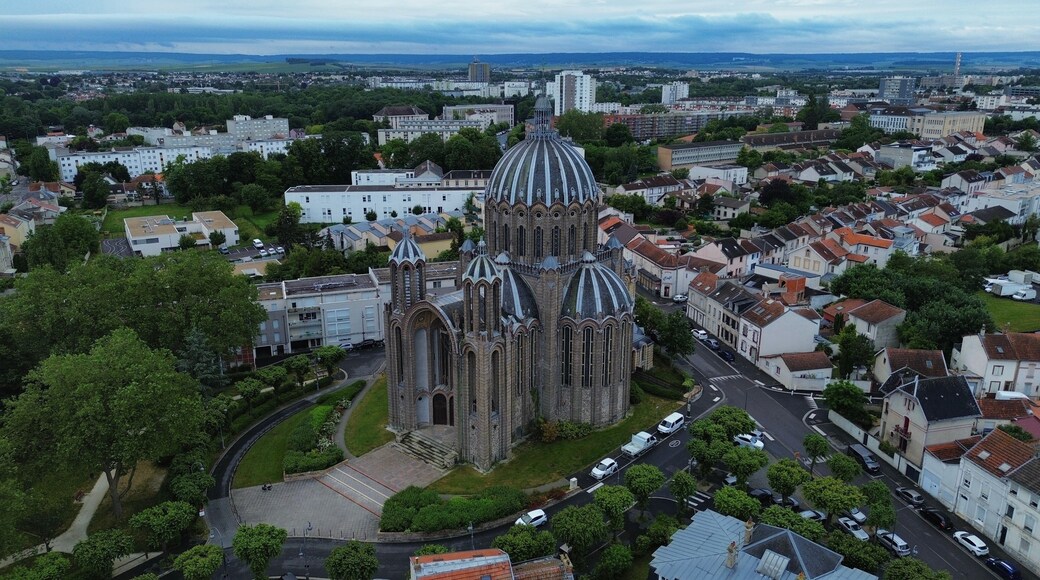 drone photo Sainte-Clotilde basilica Reims france europe