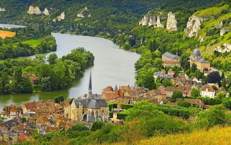The River Seine and Les Andelys - Panorama from the Chateau Gaillard, Normandy, France