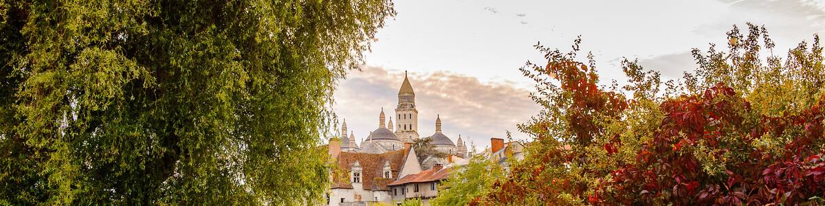 Isle river and town of Perigueux, France.