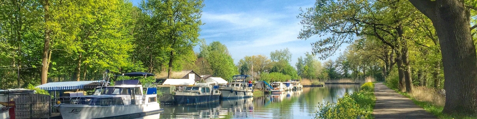 Cycling along the canal Zuid-Willemsvaart near Maaseik,Belgium