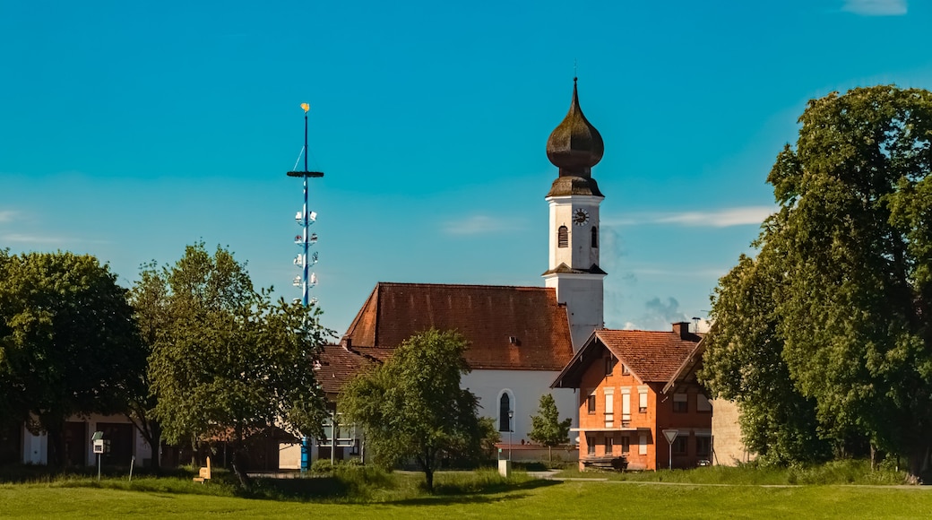 Church on a sunny summer day at Oberreith, Muehldorf am Inn, Bavaria, Germany