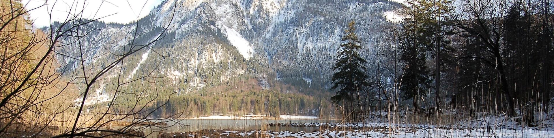 It's a shame that so many people on bus tours miss this attraction that is virtually right next to Neuschwanstein castle. It's adjacent to Hohenshwangau (Home of the Swans) which is where Ludwig spent much of his formative youth.
Take the delightful walk around if you have the time, it is worth it.