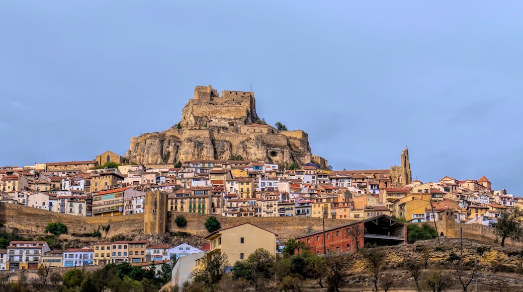 Morella castle Spain medieval fortification in walled town panoramic view