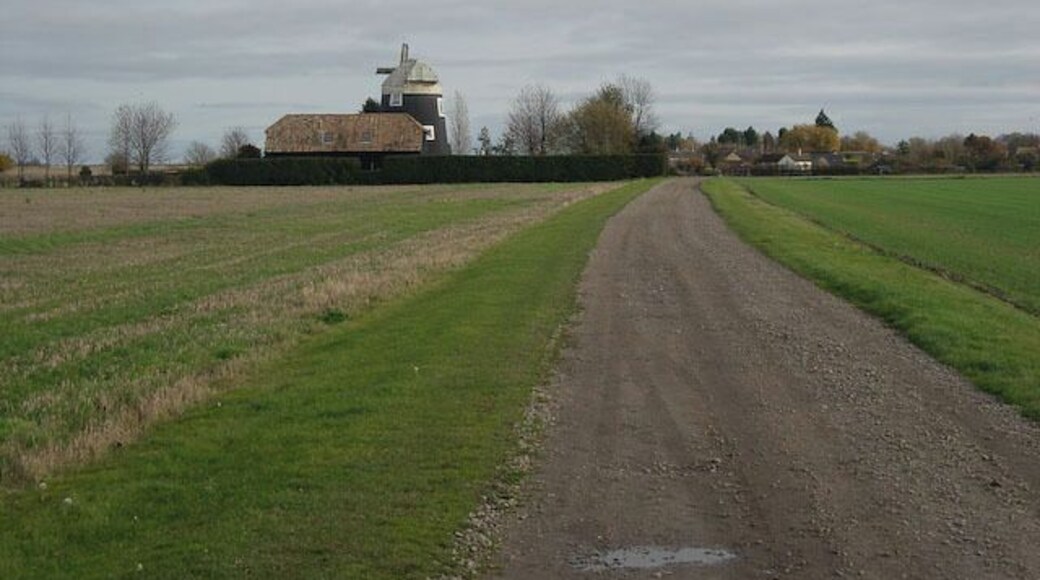 The Windmill, Little Wilbraham On Mill Road, a footpath and access to Hawk Mill Farm.