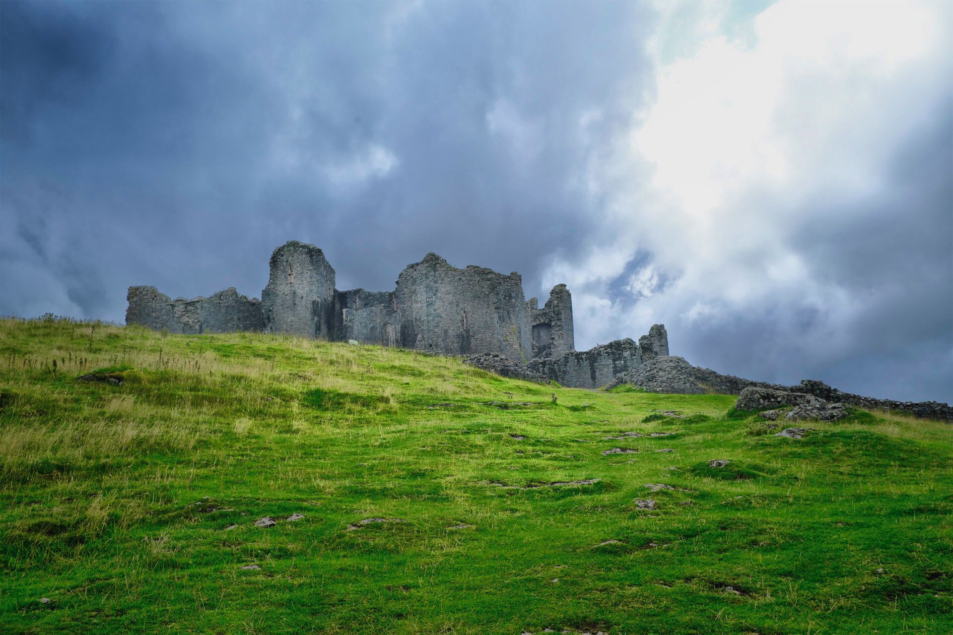 Carreg Cannen Castle as you walk the way up to it.