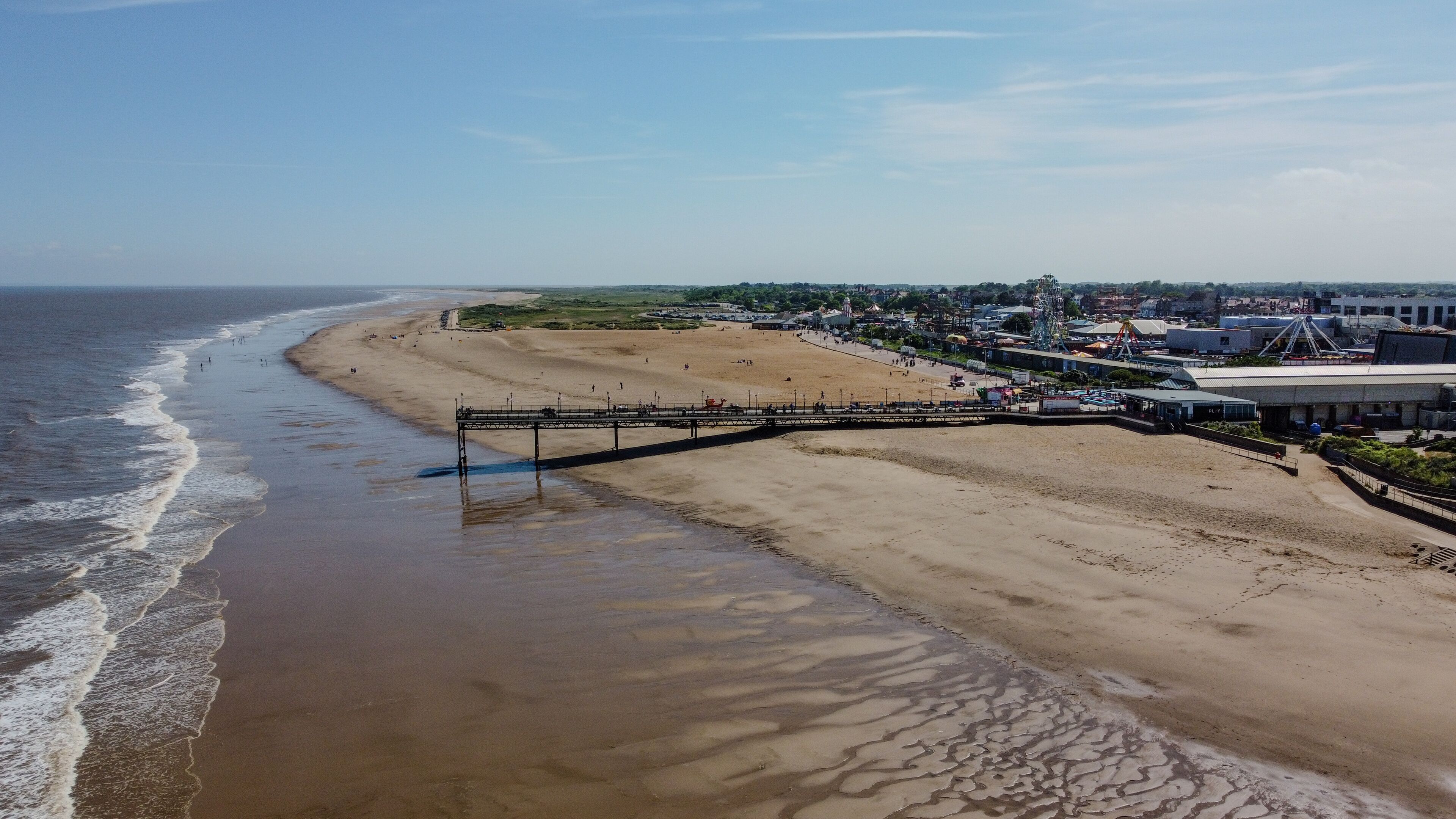 Pier, Beach, Sea and the city Skegness, United Kingdom