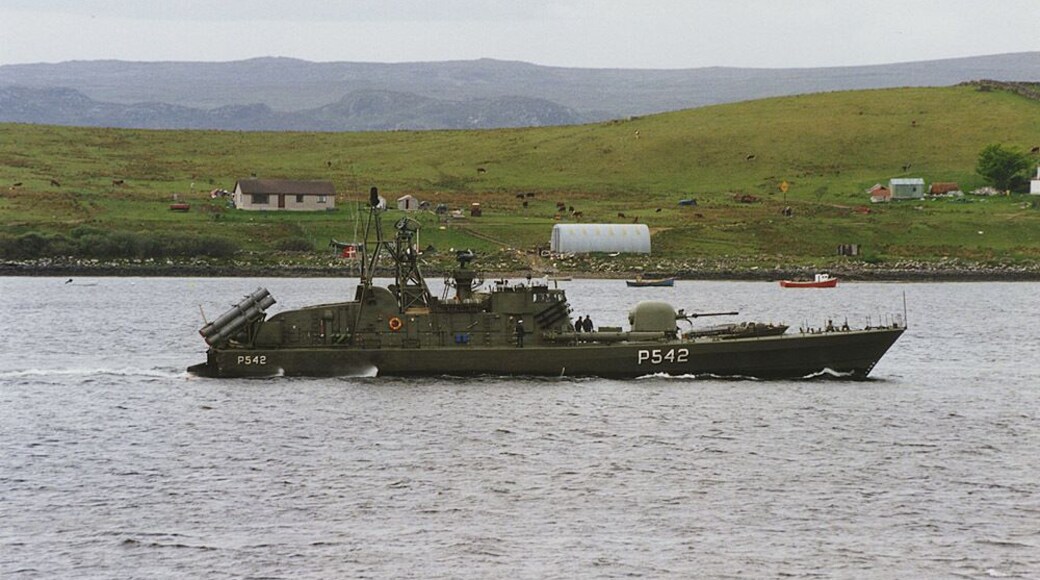 Naval craft on exercise, Aultbea Part of a NATO exercise, one of the entertaining features of Aultbea.