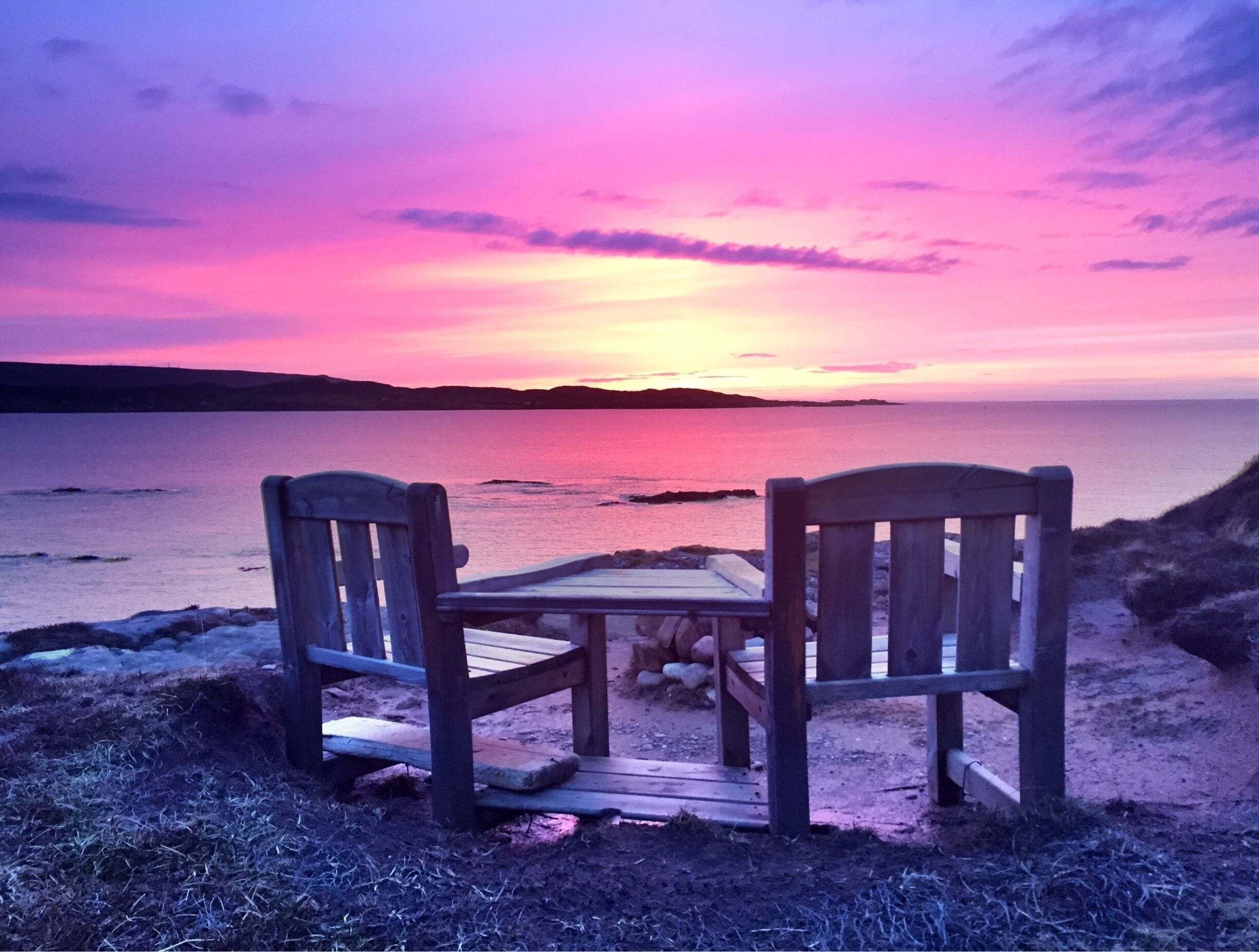 Sunset at Shorecroft. Loch Ewe is in the background. During WW2 the loch was the departure point for many of the Arctic convoys, taking war materials and food to the besieged Russian forces. This spot was the end of the boom net which protected the ships from U-boat attacks. So hard to imagine this, given how peaceful a spot it is today. 