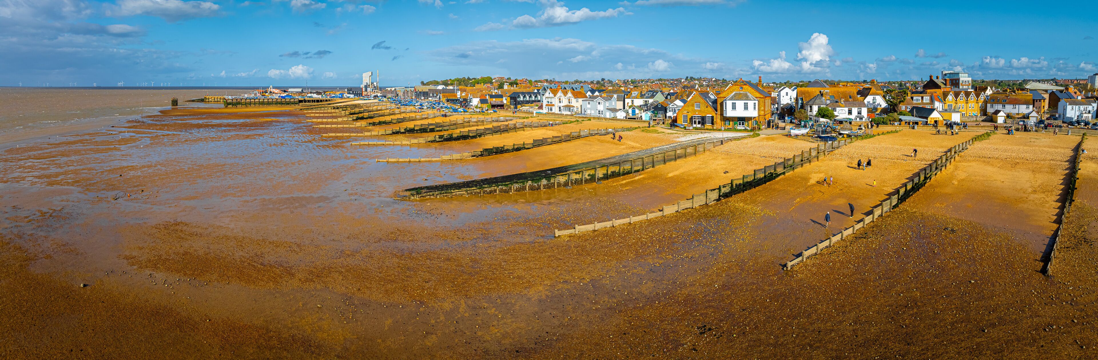 Aerial view of Whitstable, a town  on the north coast of Kent in Britain