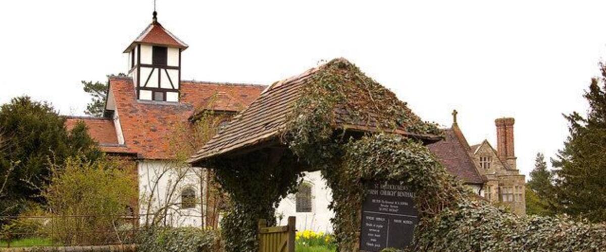 Church of St Bartholomew, Benthall, near to Wyke, Shropshire, Great Britain. Dating from 1667, this church is grade B listed. For listing particulars, see Link
. In the background is part of Benthall Hall (see SJ6502 : Benthall Hall).