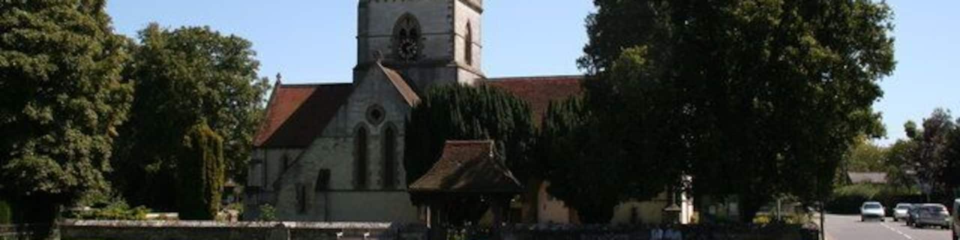 Christ Church, Brockham Green, Surrey. Completing the picture of a typical English village green.