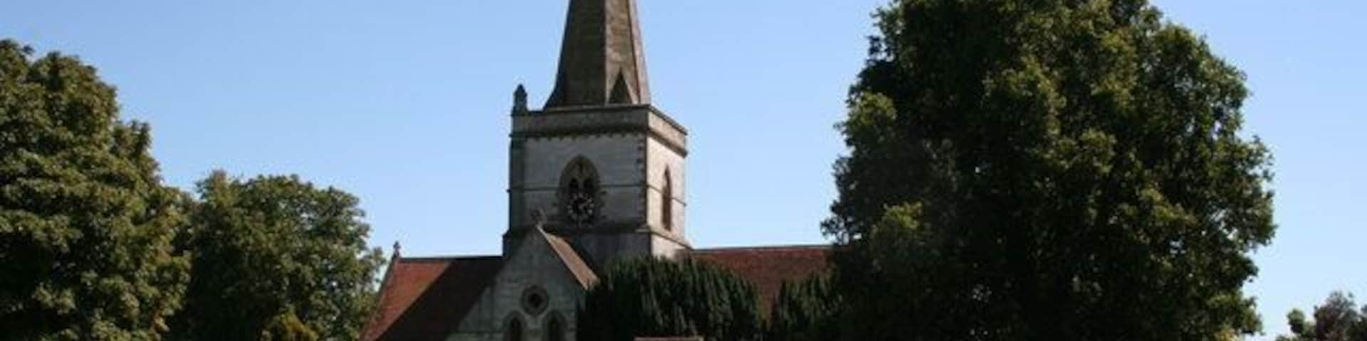 Christ Church, Brockham Green, Surrey. Completing the picture of a typical English village green.