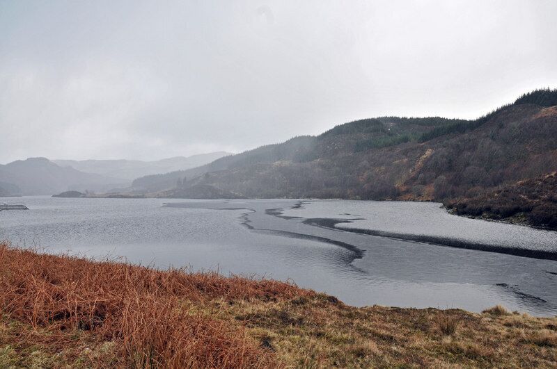 Winter squall blowing over Loch an Losgainn Mor