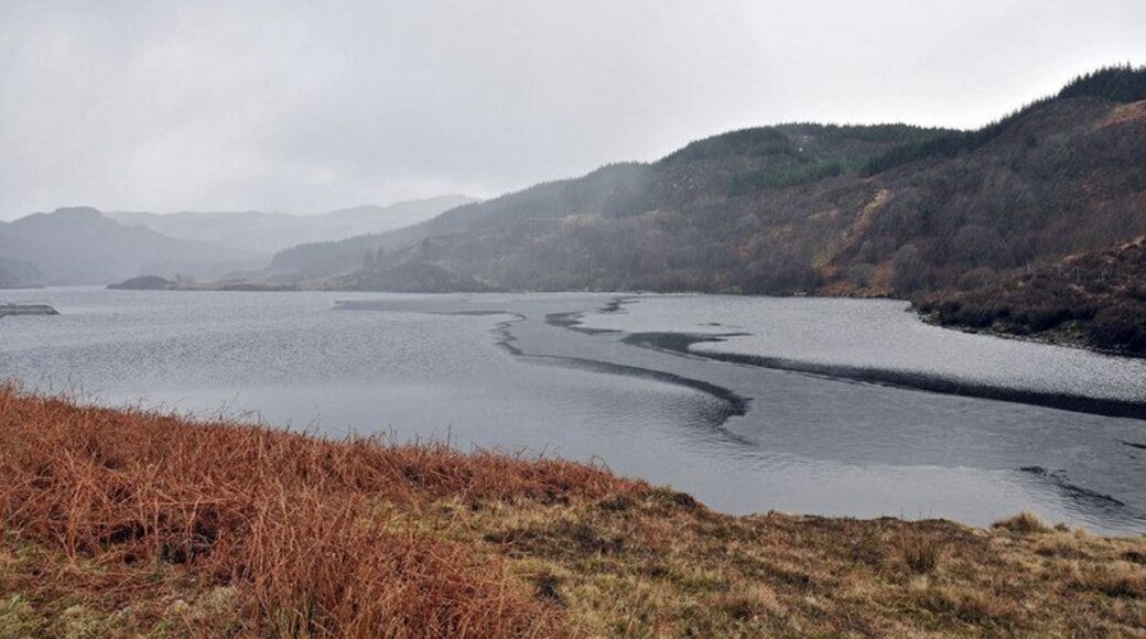 Winter squall blowing over Loch an Losgainn Mor