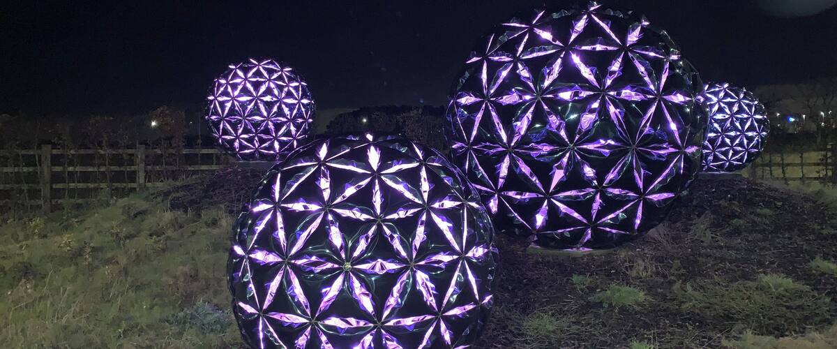 Light sculptures entering the net park