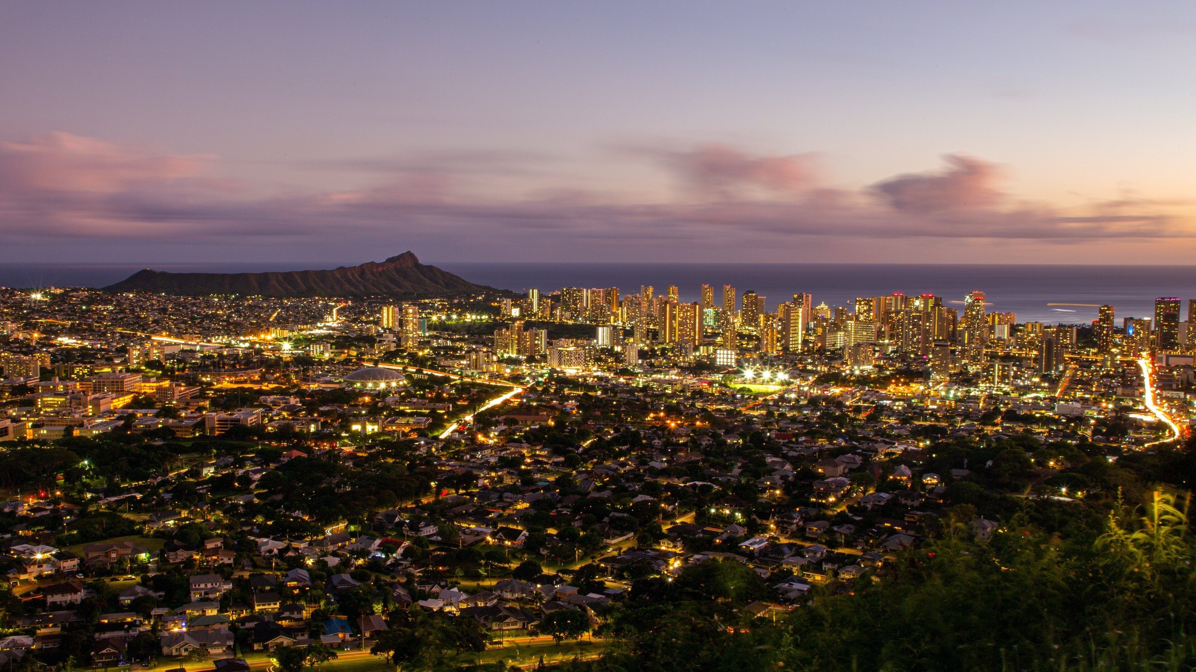 Waikiki featuring landscape views, a city and a sunset