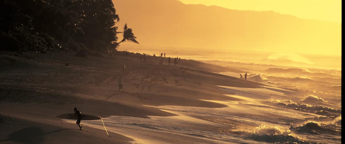 North Shore which includes general coastal views, a sunset and a sandy beach