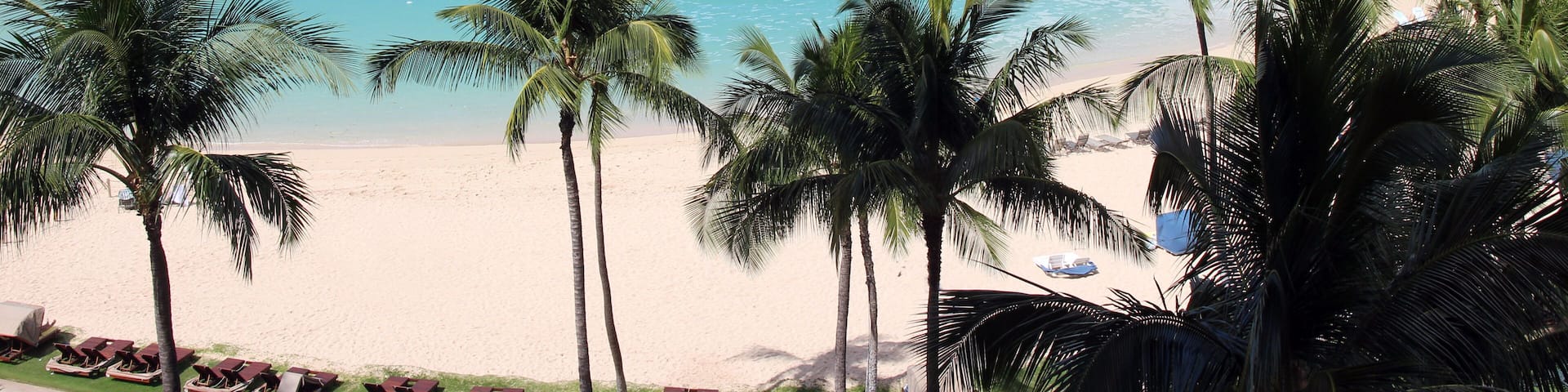 View of the Ko Olina beach resort and the Naia Lagoon, Oahu, Hawaii, USA
