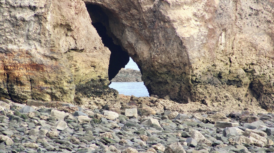 View through the cliffs at the waters edge