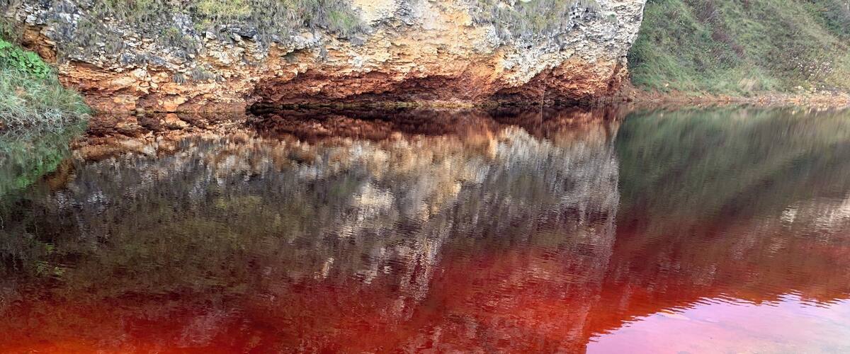 Strange colour water lovely beach