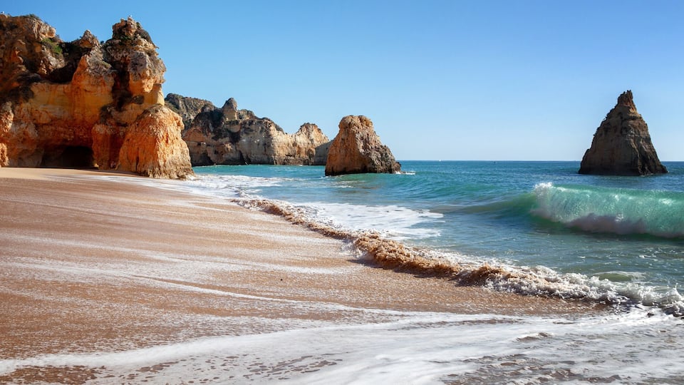 Algarve beach, panoramic banner view