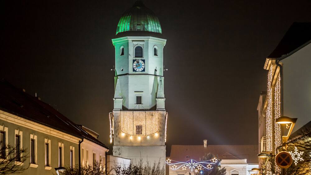 Winter evening in Fischamend, Austria