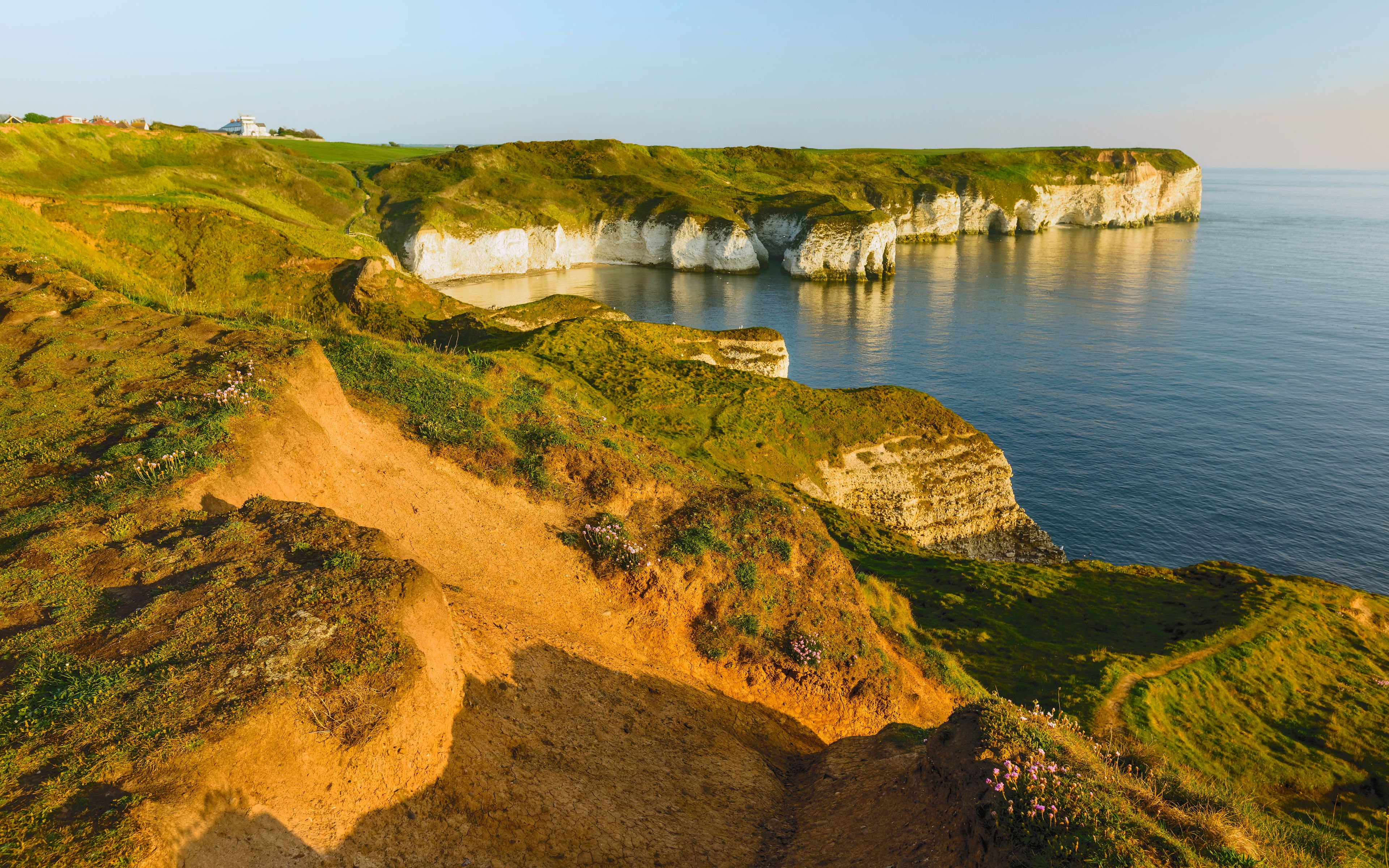 Eroded high chalk cliffs, Flamborough, Yorkshire, UK.