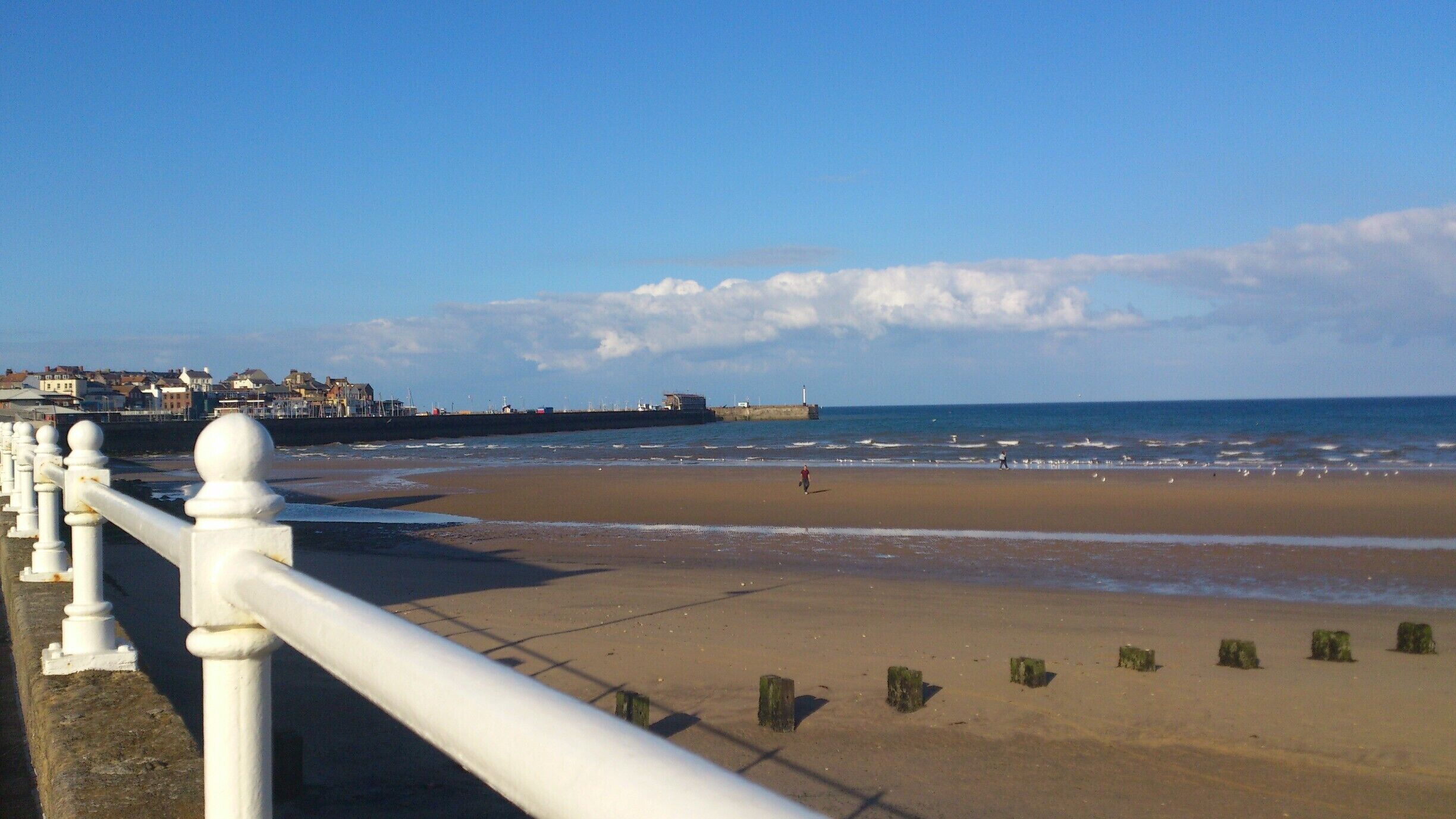 Bridlington is a great example of the wonderful British seaside. With 2 beaches - pebble beach to the north of the town, and this sandy beach to the south, separated by the harbour,  there's donkey rides, speed boat rides, a funfair, fish and chips a plenty and icecreams galore. 
This beach has great facilities for toilets, sowers and snacks and of course you can hire a traditional stripy deck chair and the usually essential windbreak!   
#YorkshireDay