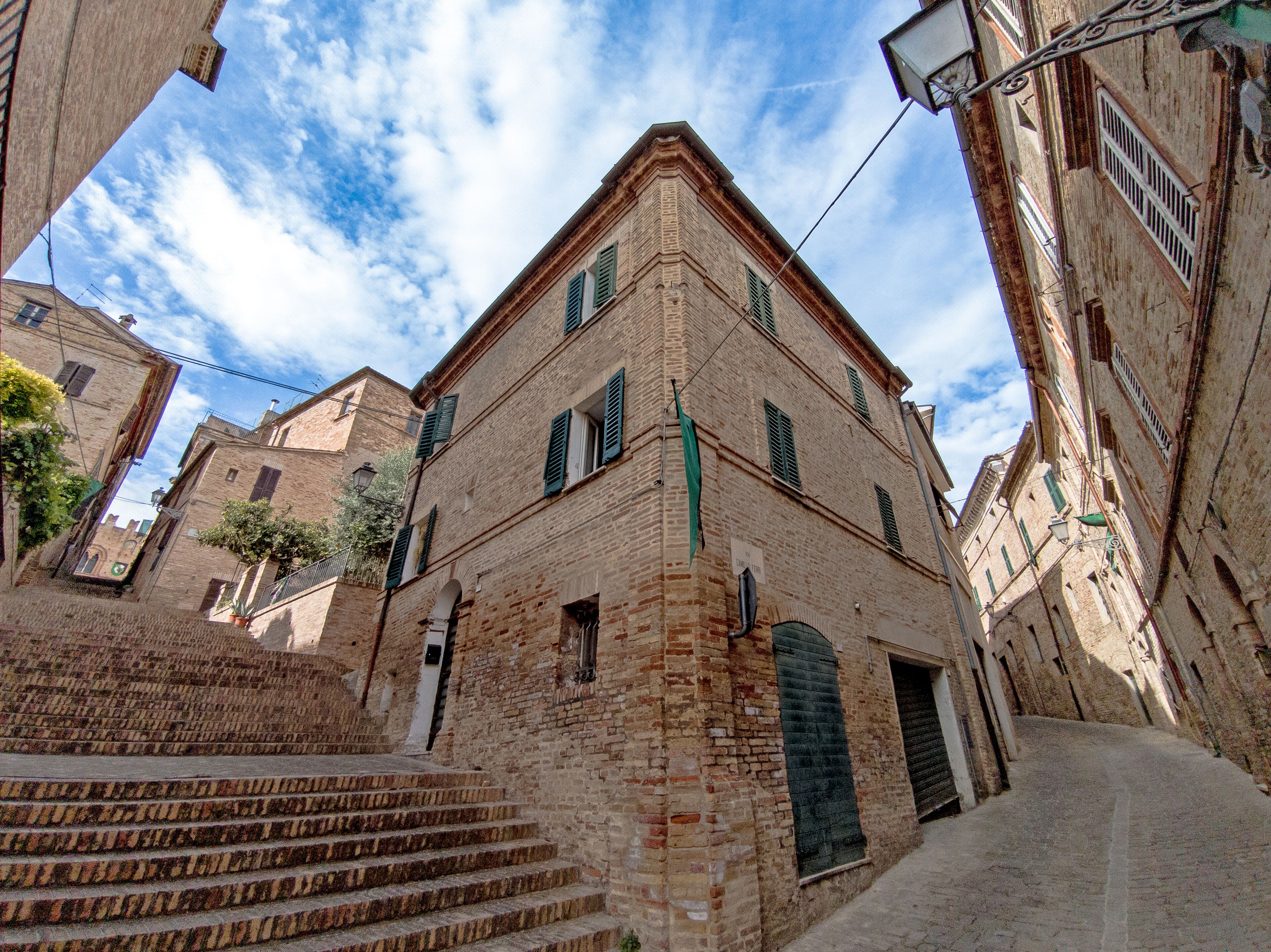 Historic Street in Montecassiano Old Village Marche Italy