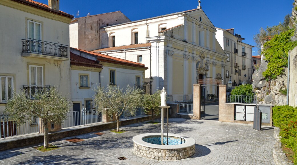 Oliveto Citra, Italy, 04/08/2017. The church on a small square in a mountain village
