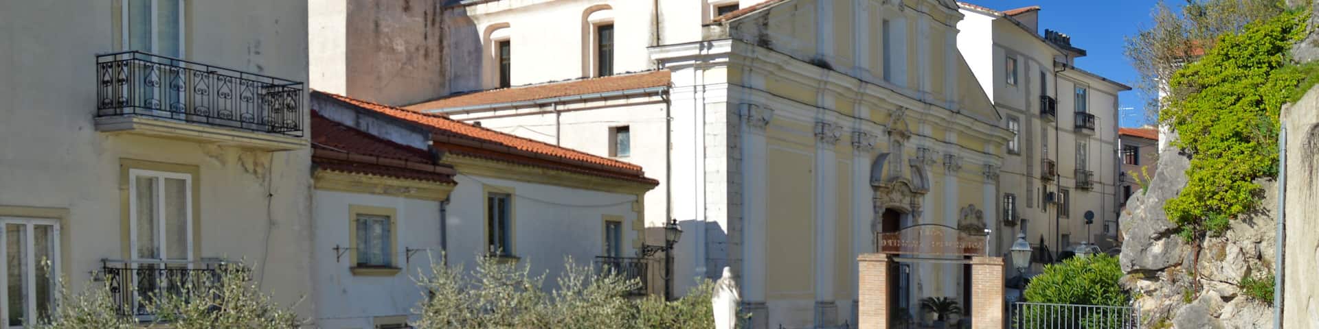 Oliveto Citra, Italy, 04/08/2017. The church on a small square in a mountain village