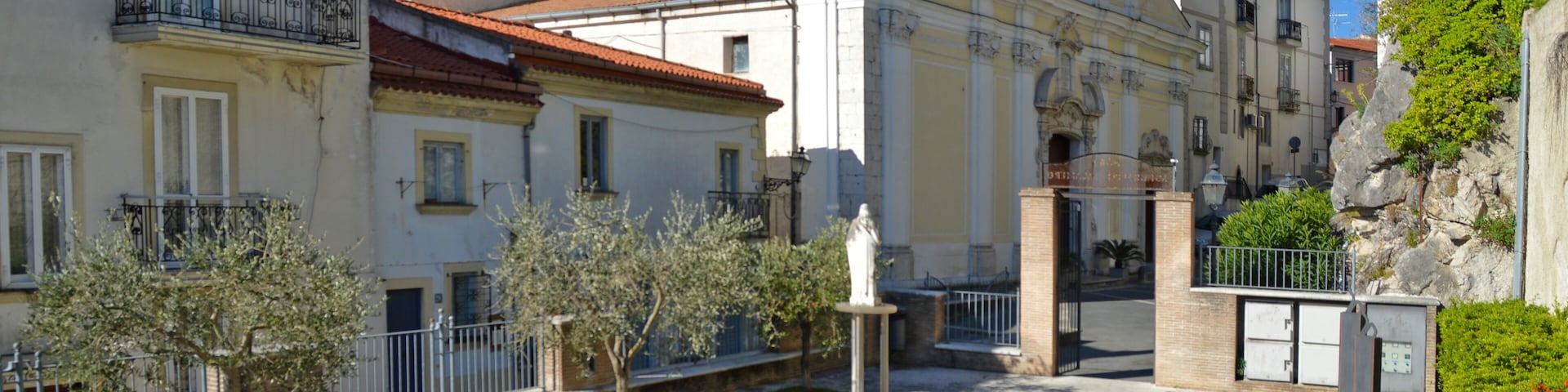 Oliveto Citra, Italy, 04/08/2017. The church on a small square in a mountain village
