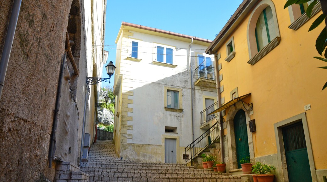 Oliveto Citra, Italy, 04/08/2017. A narrow street between old buildings of a medieval village.
