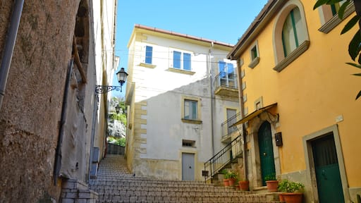 Oliveto Citra, Italy, 04/08/2017. A narrow street between old buildings of a medieval village.