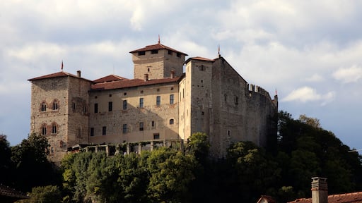 Angera (VA), Italy - September 15, 2016: View of Rocca Borromea in Angera town, Angera, Maggiore Lake, Varese, Lombardy, Italy.
