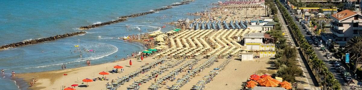 View on the Adriatic coastline with the beaches in the Montesilvano Pescara, Abruzzo region, Italy