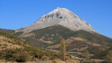 A mountain with a clear sky.