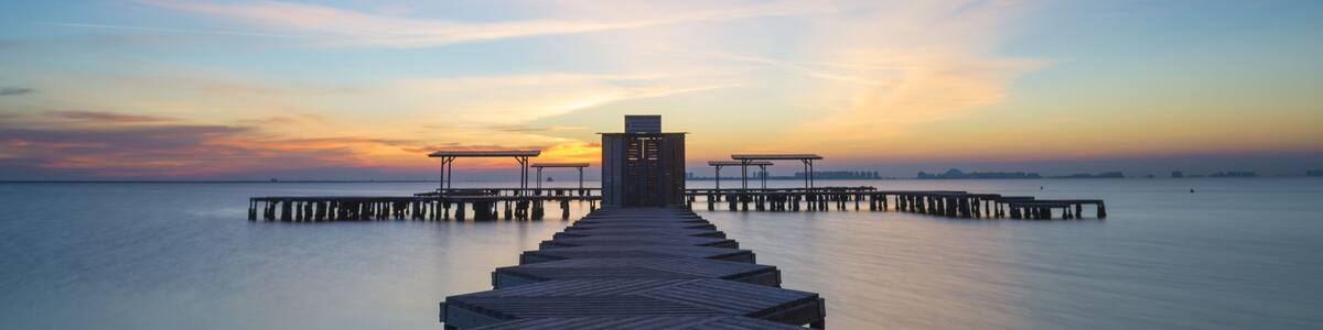 Panorama of Mar Menor lagoon, from Los Alcazares, Murcia, Spain at dawn; Shutterstock ID 343619825; purchase_order: SP-1332 HA Batch 2 August 2018; Order: ; client: HomeAway; other: To be paid with HA