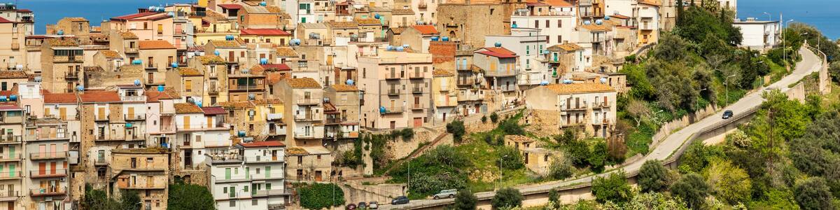 Italy, Sicily, Messina Province, Caronia. The medieval hilltop town Caronia, built around a Norman castle.