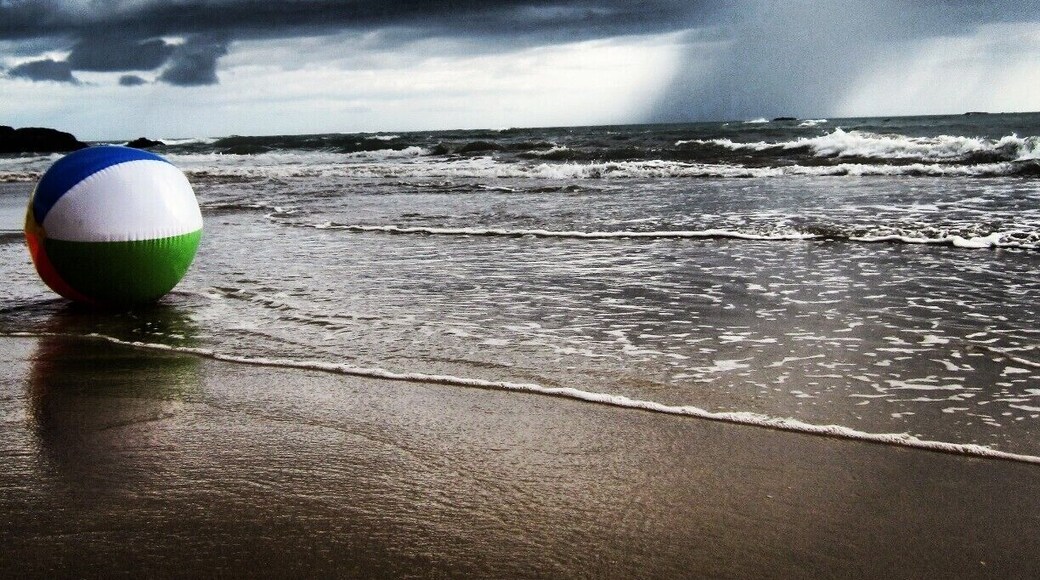 Beachball awaiting a storm moving on the shores of Playa Ventanas Pura Vida!