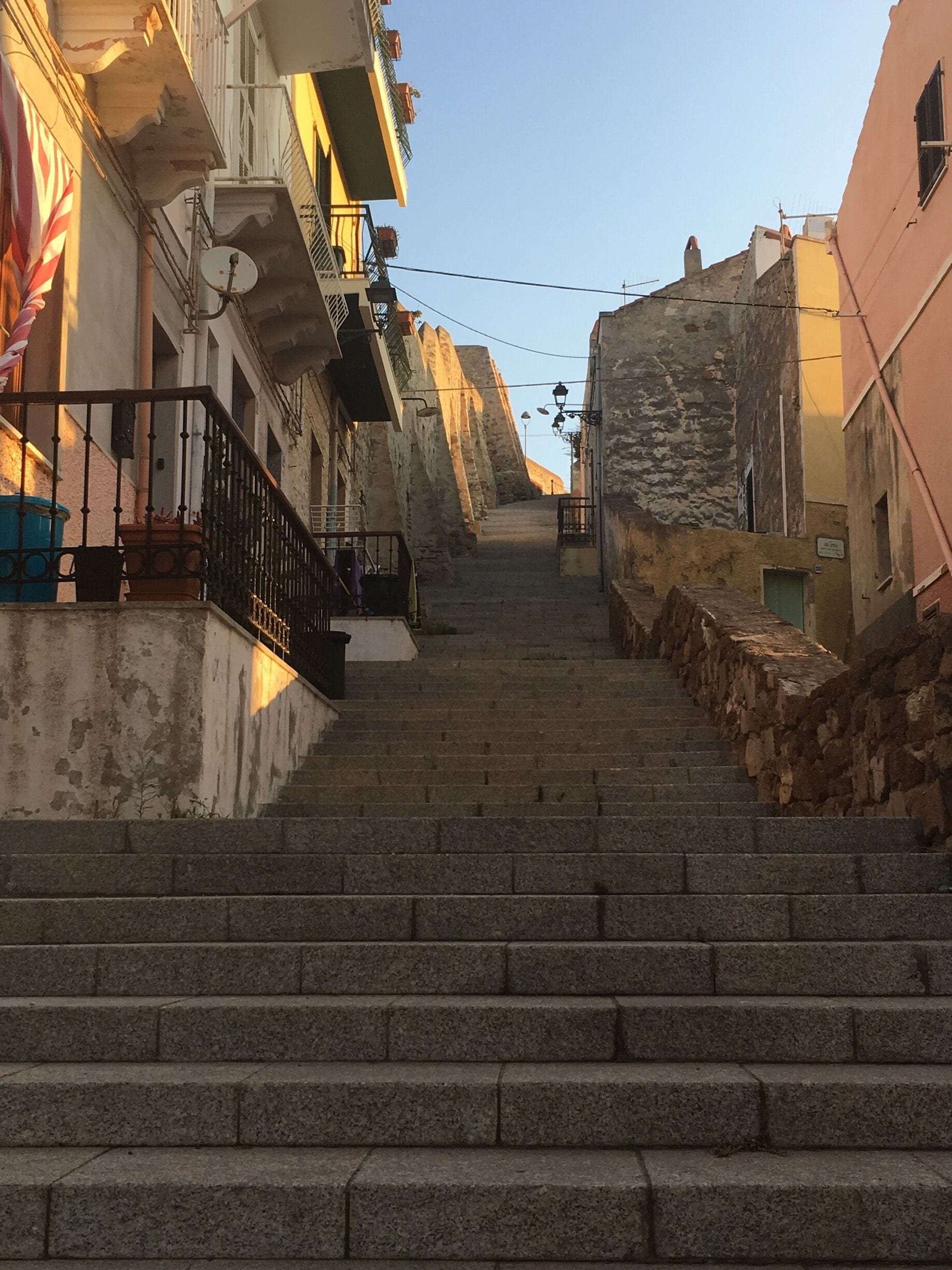 A lot of steps in the village.