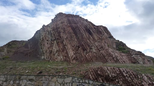 Layers of marl, limestone and sandstone (flysch sedimentary rock) at Sopelana beach near Bilbao in the Basque reqion of Spain. The rocks are of Cretaceous and Paleogene age. The Cretaceous-Paleogene (K-Pg) stratigraphic boundary is seen here.