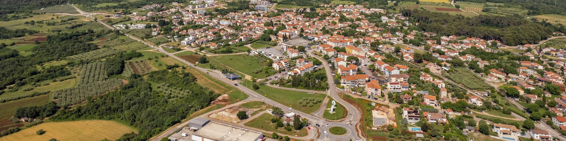 Aerial drone view of Tar, Istria, Croatia.