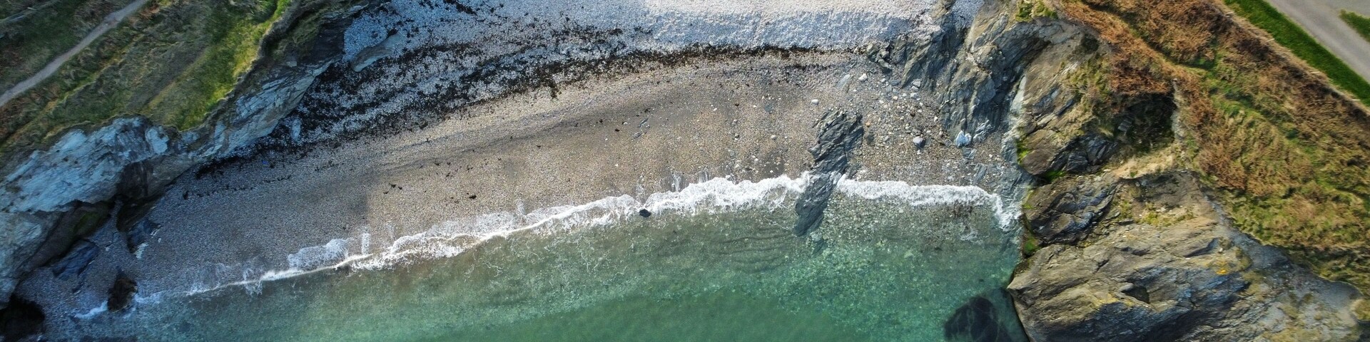 A secret beach seen from above in Wicklow Town, Ireland