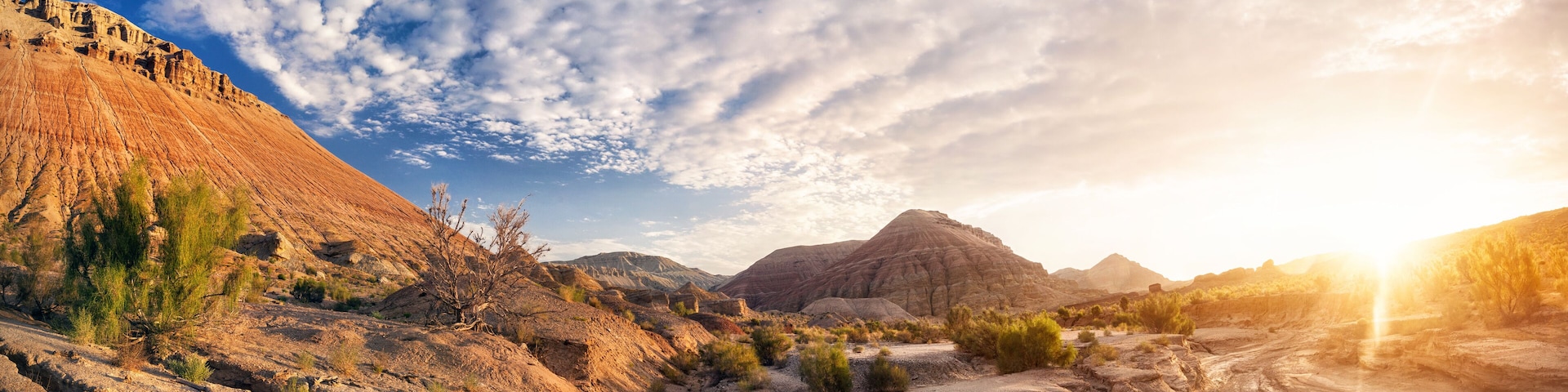 Sunrise in the desert mountains
