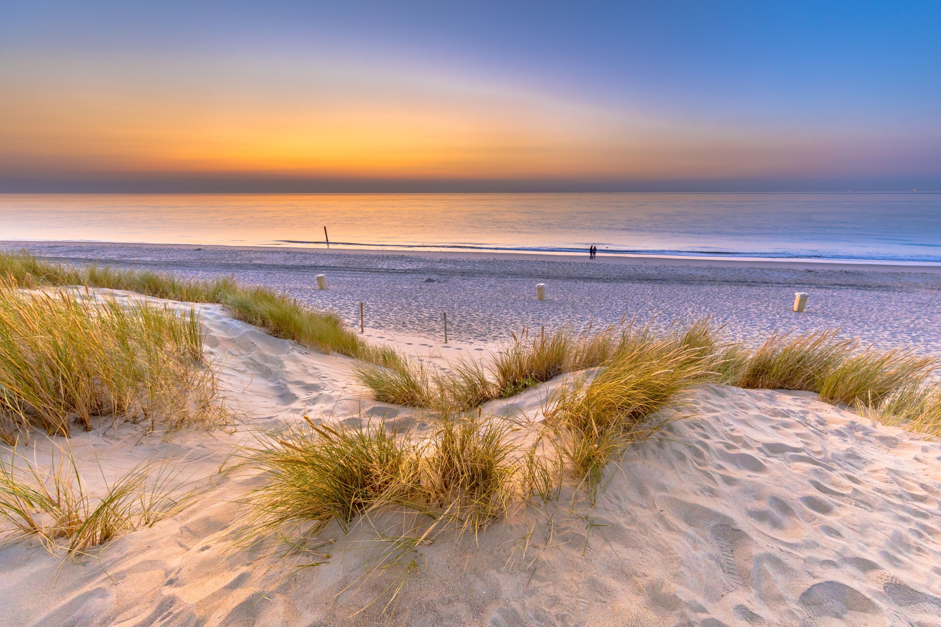 Sunset View over ocean from dune in Zeeland